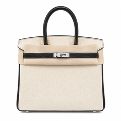 Birkin 25 Craie and Noir Togo Leather Bi-Color Bag