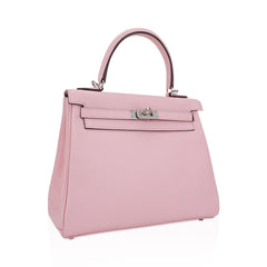 Kelly 25 Bag Rose Sakura Swift Leather with Palladium Hardware