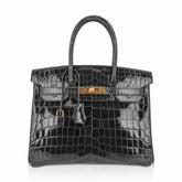 Birkin Bag, Crocodile-Grain Top-Grain Cowhide Leather, In-Seam Gold Hardware