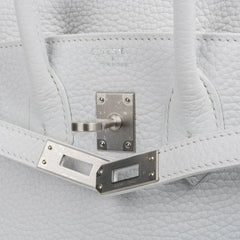 Birkin 25 Bag HSS White Clemence Trench Interior Brushed Palladium Hardware