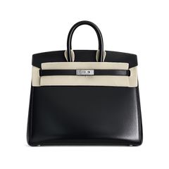 Hermès Birkin 25 Sellier Noir Box Calfskin Silver Hardware
