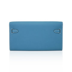 Kelly Classique To Go Wallet New Blue Jean Epsom with Palladium Hardware