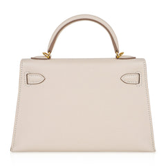 Kelly 20 Mini Sellier Bag Craie Epsom Leather with Gold Hardware