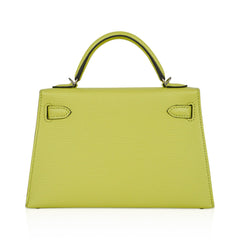 Mini Kelly 20 Bag Sellier Jaune Bourgeon Chevre Leather with Palladium Hardware
