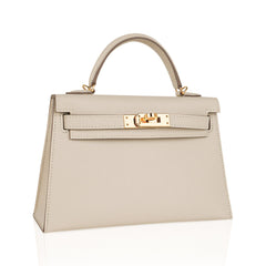 Kelly 20 Mini Sellier Bag Craie Epsom Leather Gold Hardware