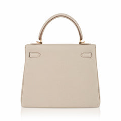 Kelly Retourne 25 Bag Craie Togo Leather with Gold Hardware