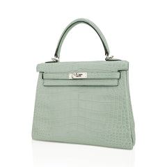 Kelly 25 Retourne Bag Vert d’Eau Matte Alligator with Palladium Hardware