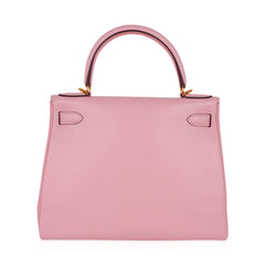 Kelly 28 Bag Rose Sakura Gold Hardware Swift Leather
