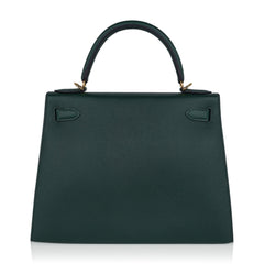Kelly Sellier 28 Bag Vert Anglais Epsom Leather with Gold Hardware