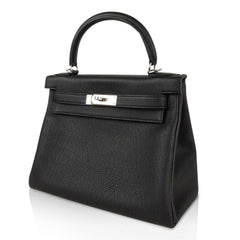 Kelly 28 Bag Black Retourne Togo Palladium Hardware