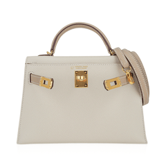 Special Order HSS Mini Kelly 20 Sellier Bag Nata and Trench Epsom Leather with Gold Hardware