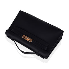 Kelly Pochette Bag Black Rose Gold Hardware Clutch