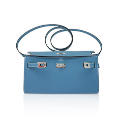 Kelly Classique To Go Wallet New Blue Jean Epsom with Palladium Hardware