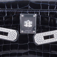Kelly Cut Diamond Blue Marine Crocodile Bag Exquisite Clutch