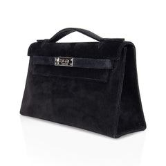 Kelly Pochette Black Doblis Suede Palladium