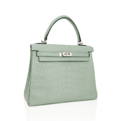 Kelly 25 Retourne Bag Vert d’Eau Matte Alligator with Palladium Hardware