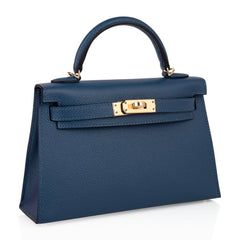 Kelly 20 Mini Sellier Bag Deep Blue Epsom Leather Gold Hardware