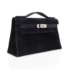 Kelly Pochette Black Doblis Suede Palladium