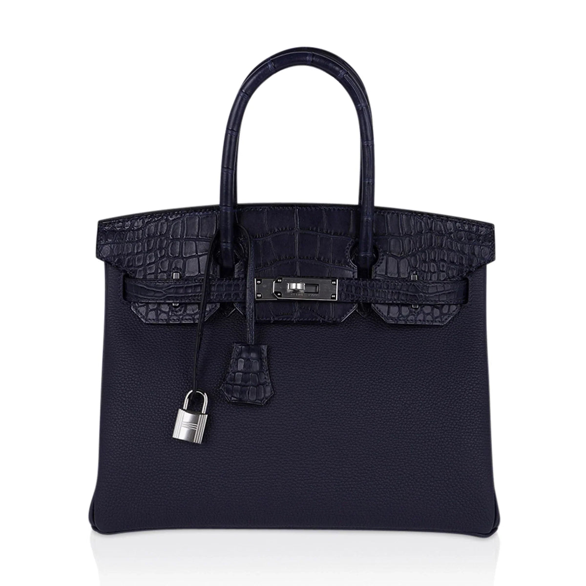 Birkin 30 Touch Blue Indigo Matte Alligator Bag Palladium Hardware