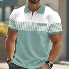 Gestreifte Herren-Poloshirts mit kurzen Ärmeln