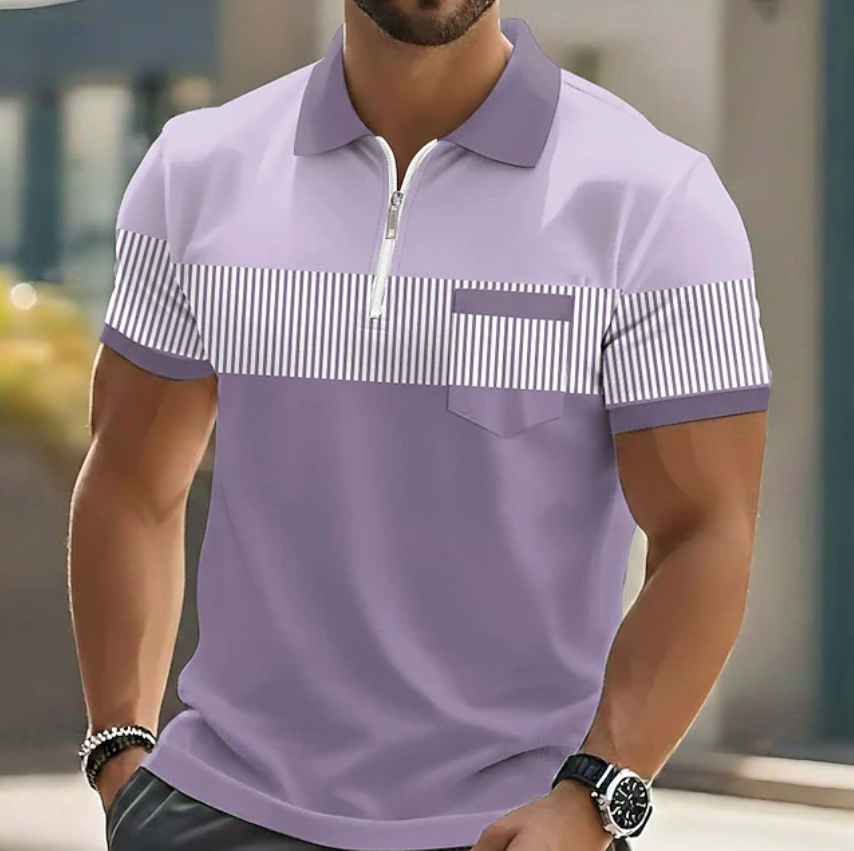 Gestreifte Herren-Poloshirts mit kurzen Ärmeln