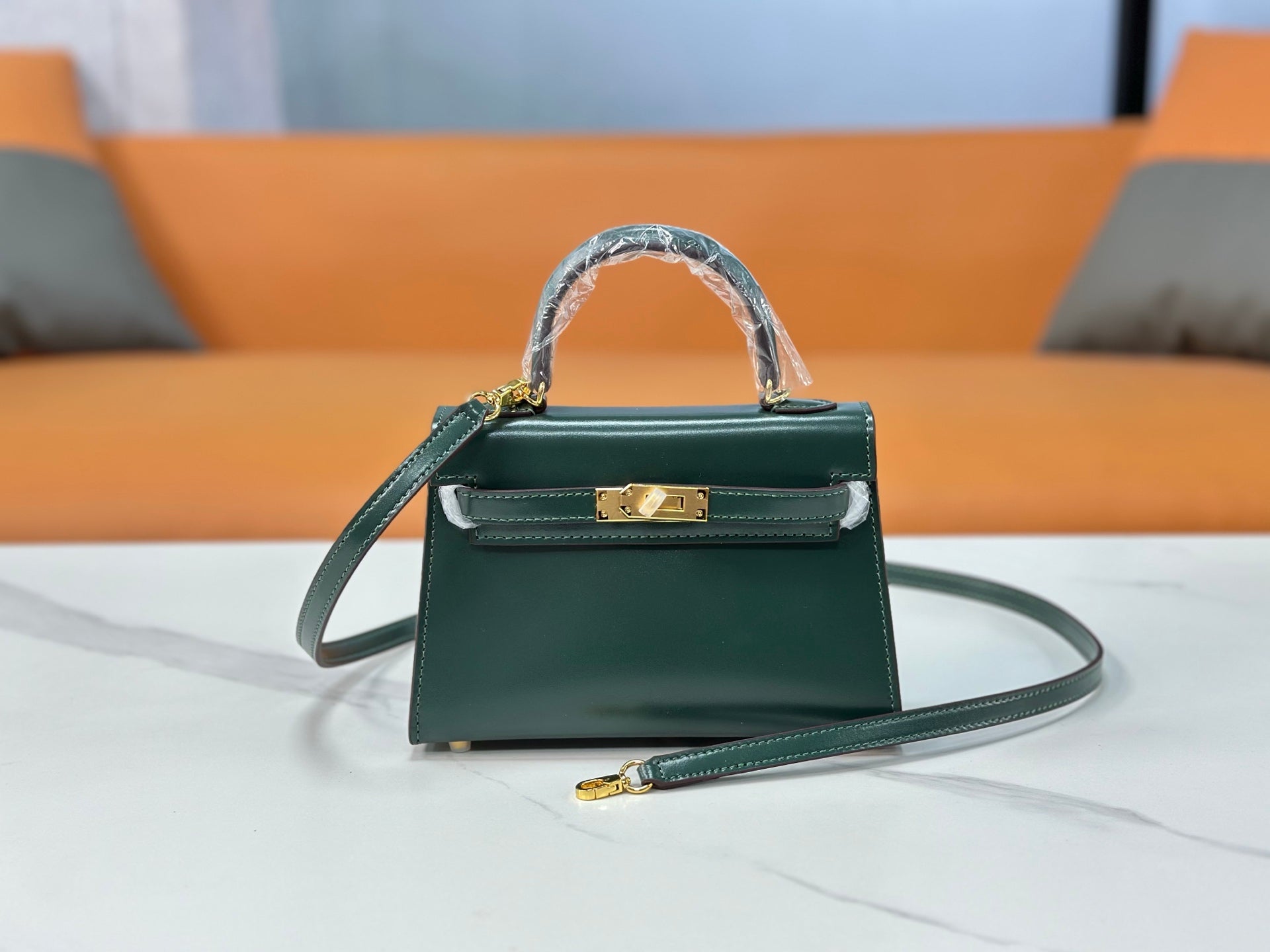 Kelly Sellier 19cm & 22cm & 25cm Vert Fonce Box Calf Leather Gold Hardware & Palladium Hardware Women Handbag