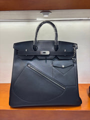 Birkin 40 Rock Sellier in Noir Swift Leather (Palladium Hardware)