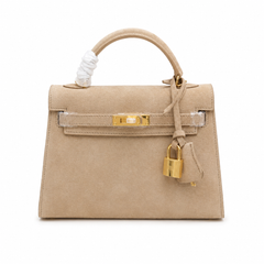 Mini Kelly Sellier 22cm Trench Suede Leather Gold Hardware Women Mini Handbag