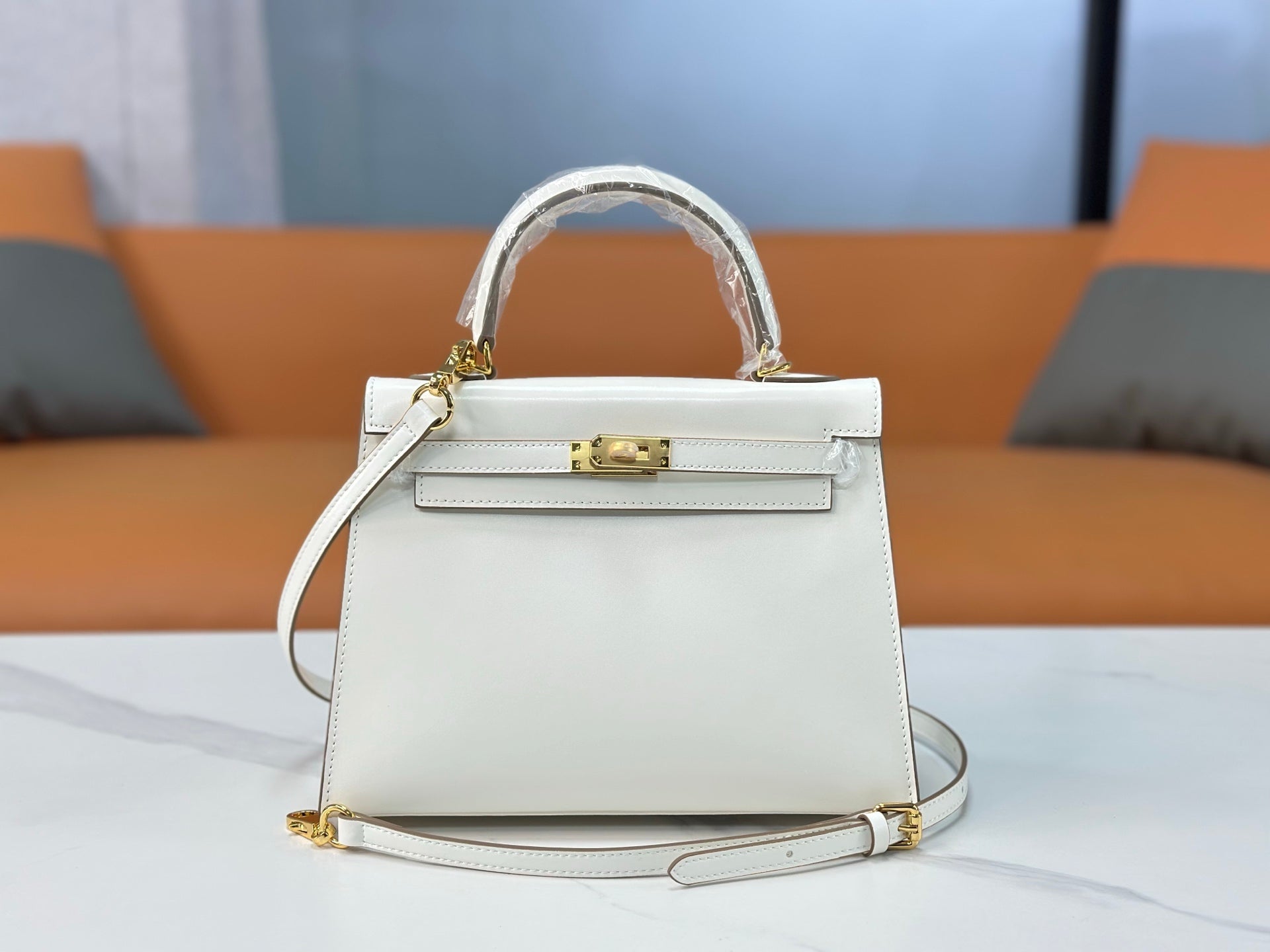 Kelly Sellier 19cm & 22cm & 25cm Craie Box Calf Leather Gold Hardware & Palladium Hardware Women Handbag