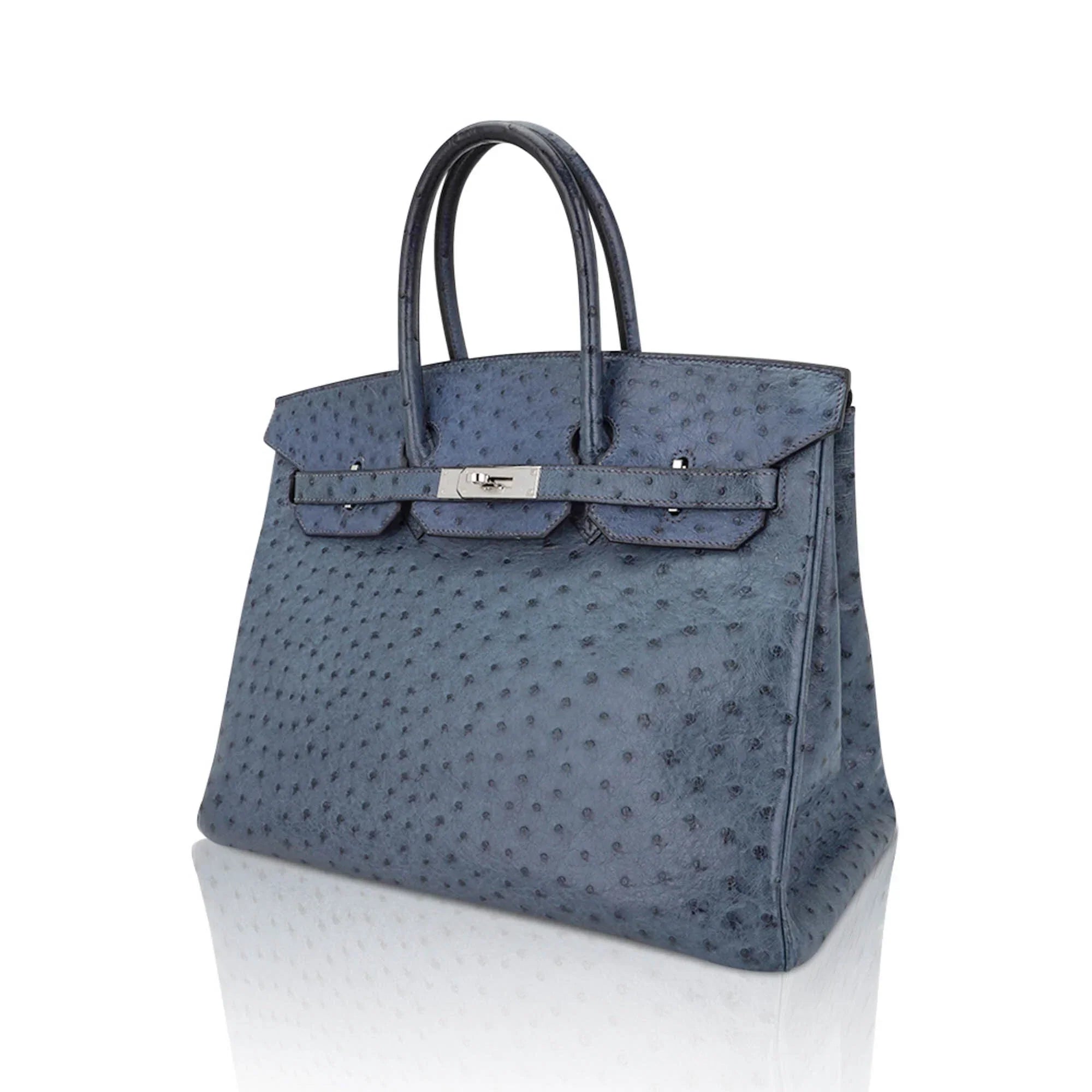 Birkin Vintage 35 Bag Blue Roi Ostrich Palladium Hardware