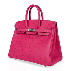 Birkin 25 Rose Tyrien Ostrich Bag Palladium Hardware