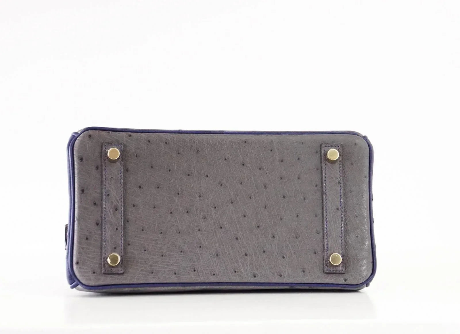 Birkin 25 Bag HSS Ostrich Gris Agate/Blue Sapphire Brushed Gold