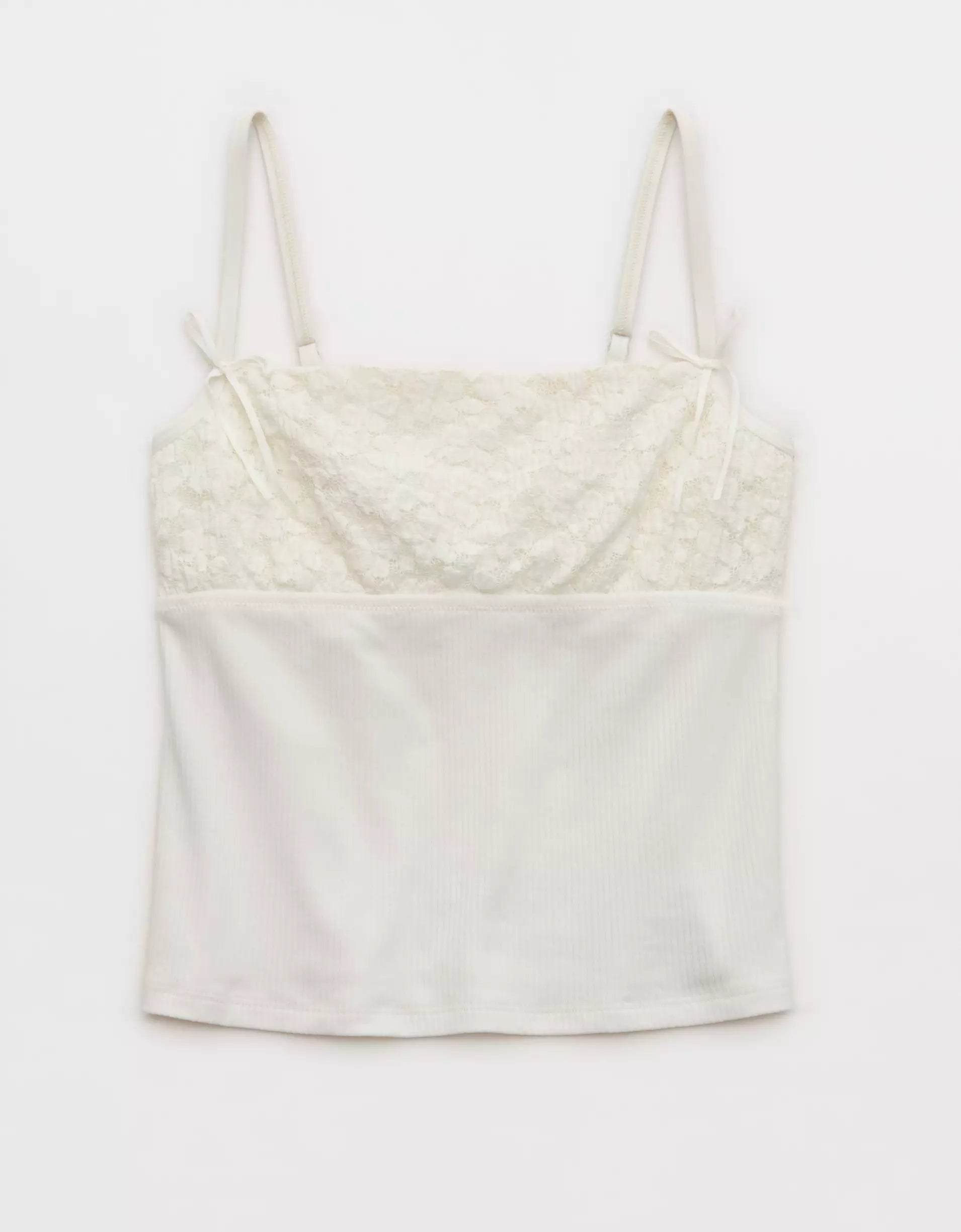 Baumwoll-Ripp-Tanktop mit Spitze für Festivals