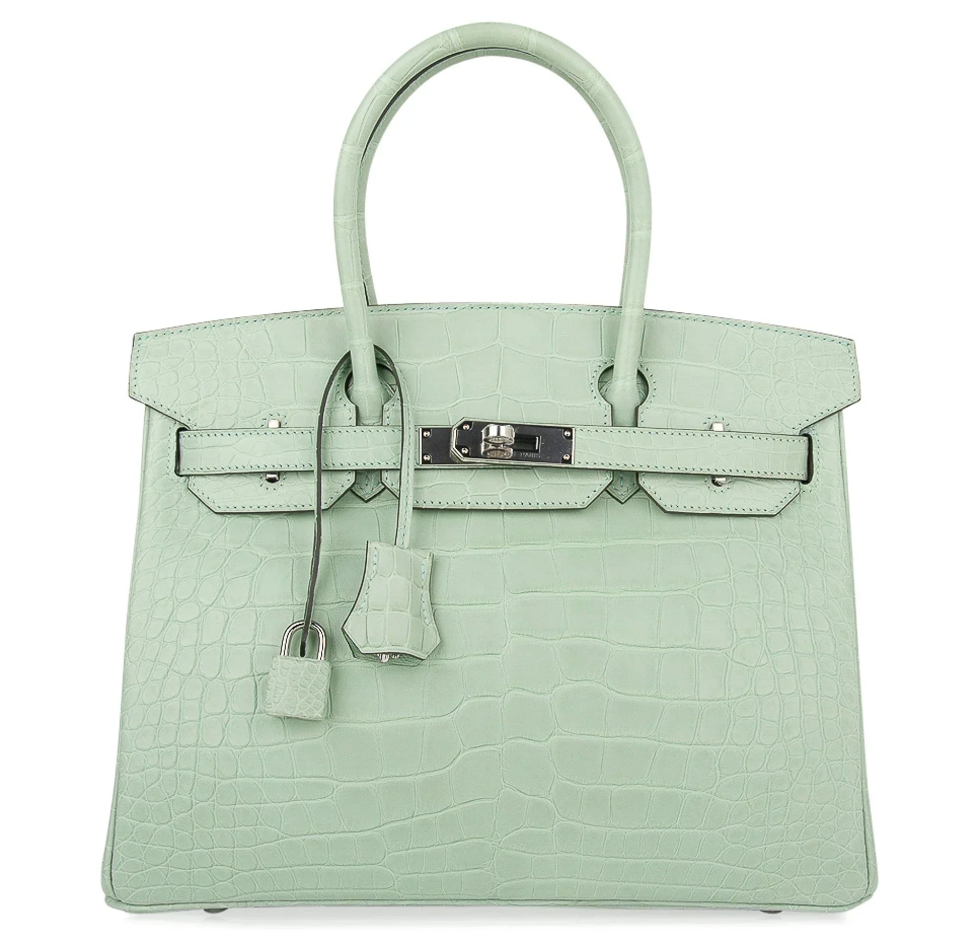 Birkin 30 Bag Vert D’eau Matte Alligator Palladium Hardware