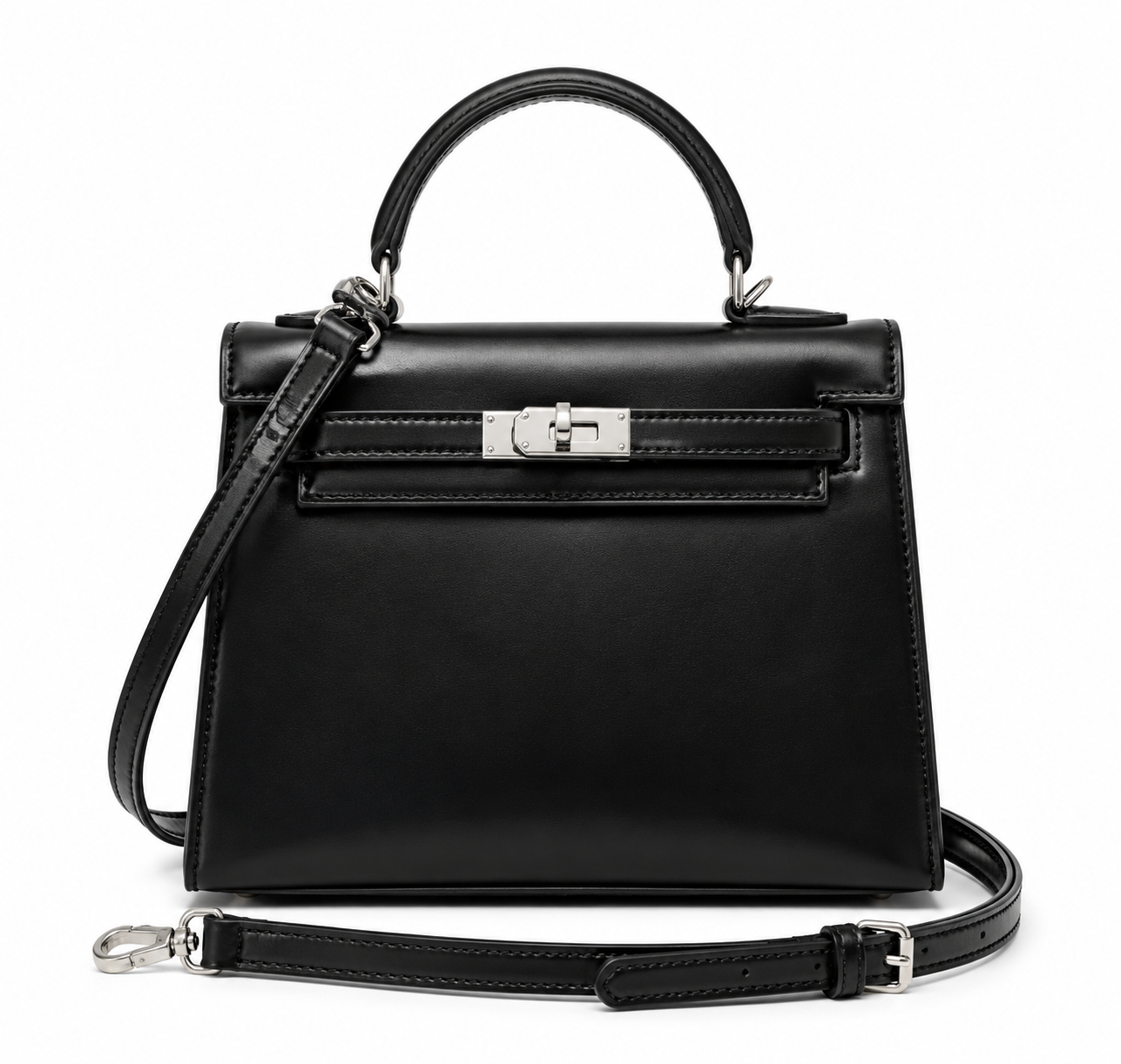 Kelly Sellier 19cm & 22cm & 25cm Noir Box Calf Leather Gold Hardware & Palladium Hardware Women Handbag
