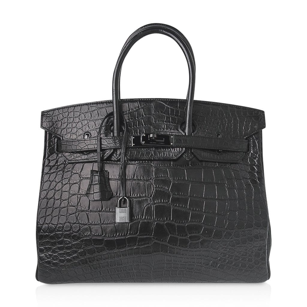 Birkin 35 Bag So Black Limited Edition Matte Black Alligator