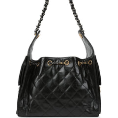 Chanel Small 25 Hobo Bag Black Shiny Crumpled Calfskin Mixed Metal Hardware