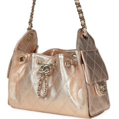 Chanel Mini 25 Hobo Bag Metallic Rose Gold Caviar Caviar Light Gold Hardware