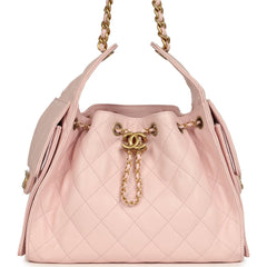 Chanel Small 25 Hobo Bag Light Pink Caviar Antique Gold Hardware