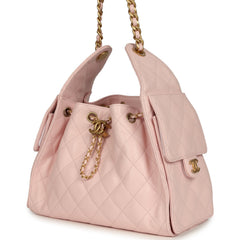 Chanel Small 25 Hobo Bag Light Pink Caviar Antique Gold Hardware