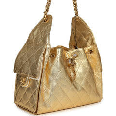 Chanel Small 25 Hobo Bag Metallic Gold Caviar Antique Gold Hardware