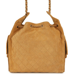 Chanel Medium 25 Hobo Bag Beige Suede Antique Gold Hardware