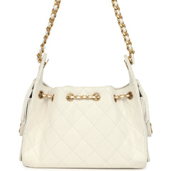 Chanel Mini 25 Hobo Bag White Caviar Antique Gold Hardware