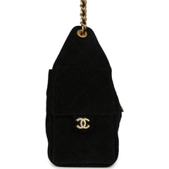 Chanel Small 25 Hobo Bag Black Suede Antique Gold Hardware