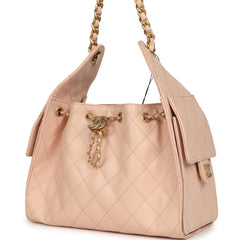 Chanel Small 25 Hobo Bag Light Pink Caviar Antique Gold Hardware
