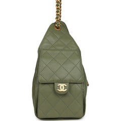 Chanel Small 25 Hobo Bag Green Caviar Antique Gold Hardware