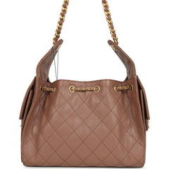 Chanel Small 25 Hobo Bag Brown Caviar Antique Gold Hardware