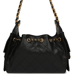 Chanel Mini 25 Hobo Bag Black Caviar Antique Gold Hardware