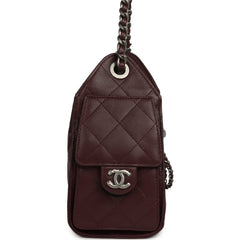Chanel Mini 25 Hobo Bag Burgundy Caviar Aged Ruthenium Hardware