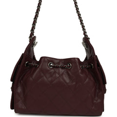 Chanel Mini 25 Hobo Bag Burgundy Caviar Aged Ruthenium Hardware